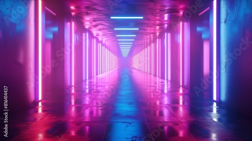 Background hall tunnel with neon lights © CoolGraphics