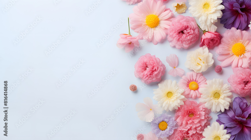 Wedding spring flower border frame with copy space in the middle. Beautiful floral background Wedding spring flower border frame with copy space in the middle. Beautiful floral background