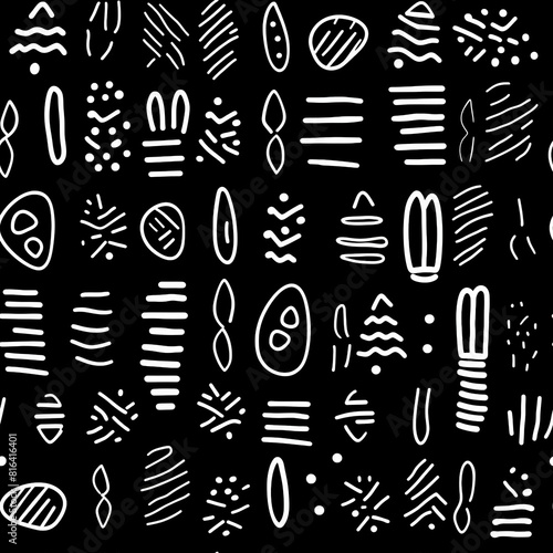 Ethnic African black and white background. Seamless abstract tribal ethnic background pattern. Hand-drawn. Simple style - great for textiles, banners, wallpapers, packaging.