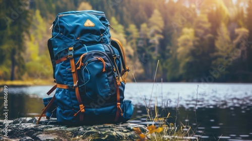 A durable blue backpack with padded shoulder straps and ample storage space, photo