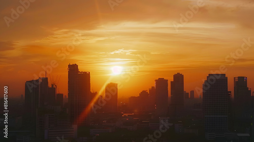 City silhouette against the sky on a sunset Bangkok city   Generative AI