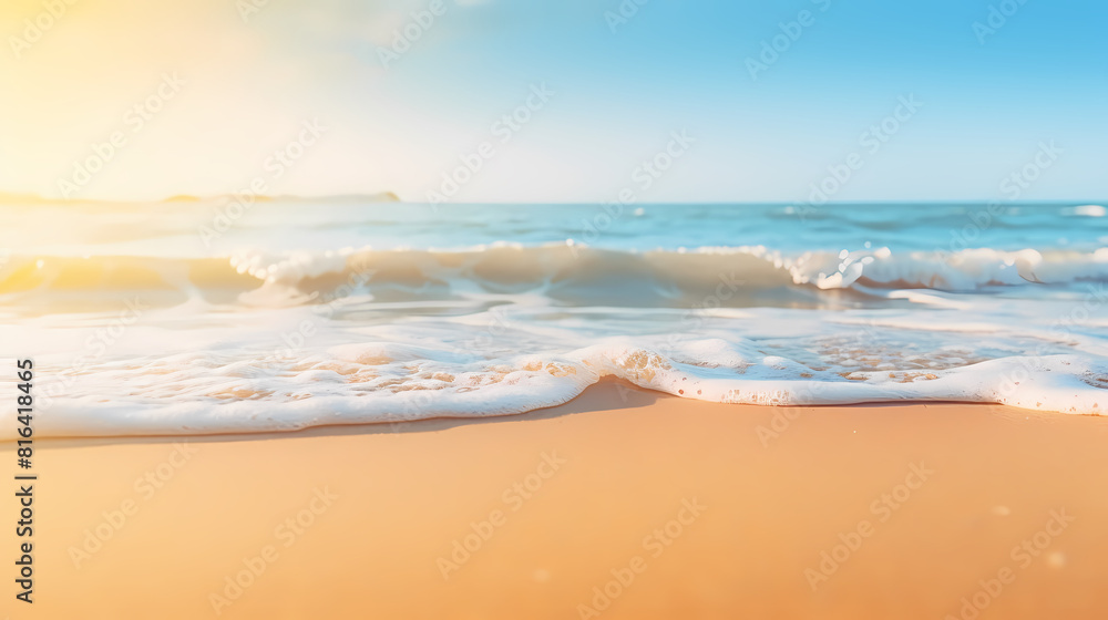 Beautiful sandy beach with gentle waves lapping at the shore Beautiful sandy beach with gentle waves lapping at the shore