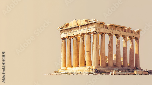 Classical Architecture Black Line & Fill Vector Icon Large Greek/Roman Temple Ancient COLUMN and Ancient CITY, Generative Ai