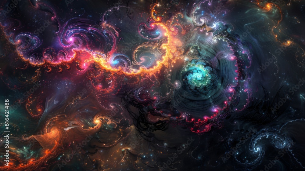 Neon Fractal Space: Abstract Wallpaper Neon Fractal Space: Abstract Wallpaper