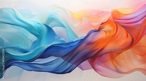 The image is an abstract painting with a blue and orange gradient. The painting has a soft, ethereal feel and looks like it was painted with watercolors.
