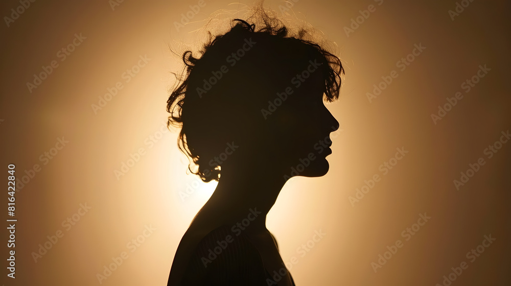 Female person silhouetteback lit light : Generative AI Female person silhouetteback lit light : Generative AI