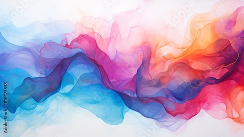 The image is an abstract painting with a colorful gradient
