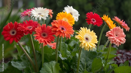 Bring to life a patch of gerbera daisies  with their large  colorful blooms in hues of red  orange  yellow  pink  and white.
