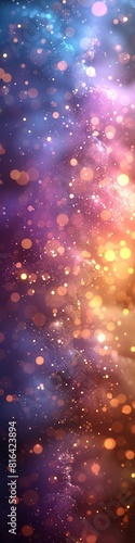 Pastel rainbow glitter bokeh mainly in pink blue and gold. 