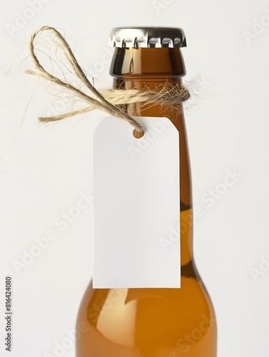 beer or wine bottle with label mockup photo