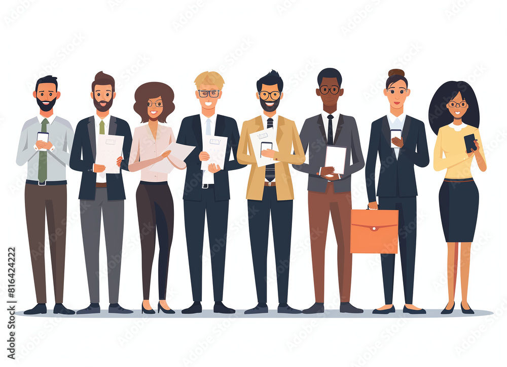 Fototapeta premium Business team of men and women standing in row
