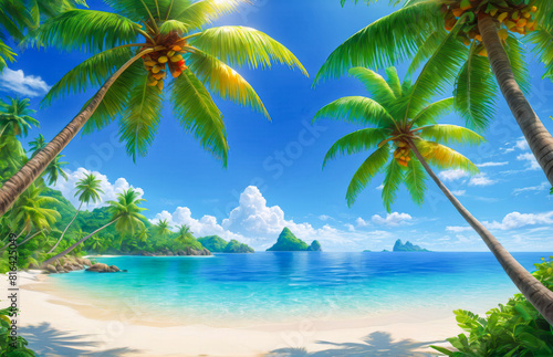 Tropical Beach Paradise Realism. Tropical Island Paradise