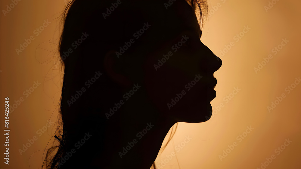 Profile silhouette of young woman : Generative AI Profile silhouette of young woman : Generative AI