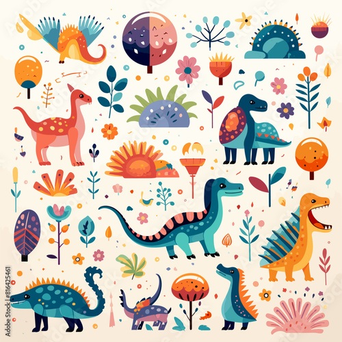 various dino icons on a white background