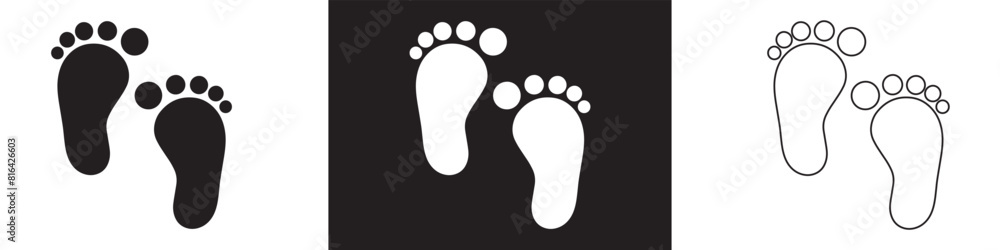Foot Signage Vector baby feet icon vector set. footprint, newborn, kids feet sign. Vector ...