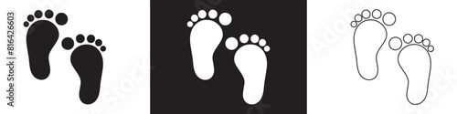 baby feet icon vector set. footprint, newborn, kids feet sign. Vector illustration . white background . eps 10.