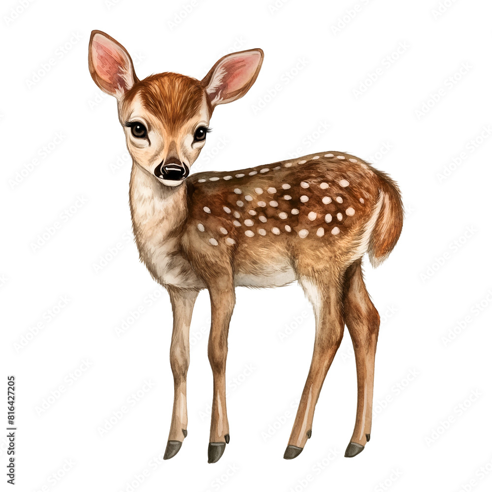 Baby Deer watercolor illustration woodland fawn isolated on transparent background Baby Deer watercolor illustration woodland fawn isolated on transparent background