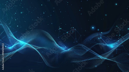 wave technology digital network abstract background  blue light digital effect concept