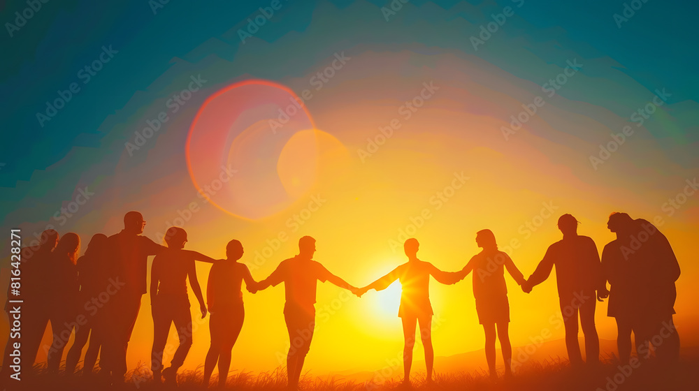 sign symbol handshake silhouette handshake team people handshake hold hand closed deal insurance make deal together with business partner work together group people team sunset handsha : Generative AI