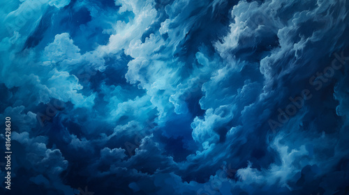 Background of Renaissance cloud sky Painting  Contemplative Indigo  Navy  Midnight Blue Clouds - Classic Art