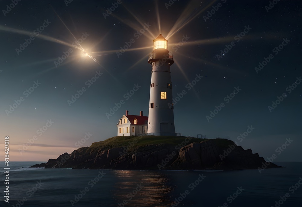 a lighthouse guiding starships, generative AI a lighthouse guiding starships, generative AI