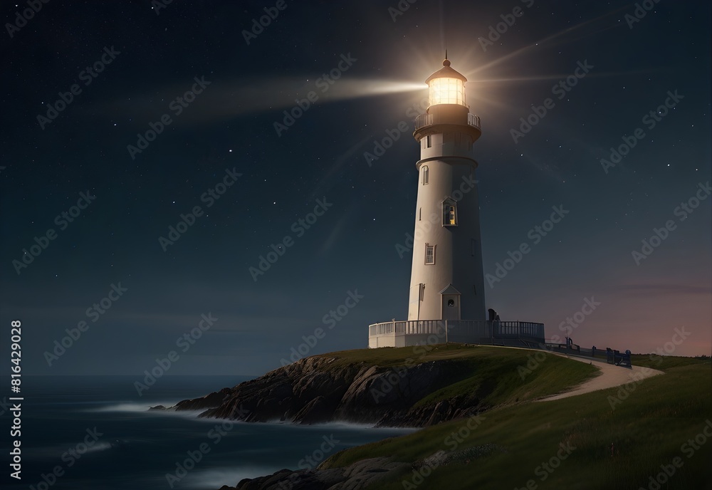 a lighthouse guiding starships, generative AI a lighthouse guiding starships, generative AI