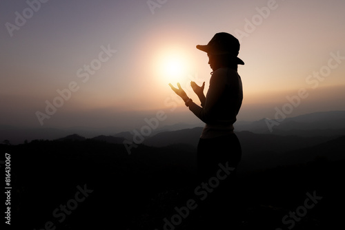 Bild auf Leinwand Person hands open palm up worship