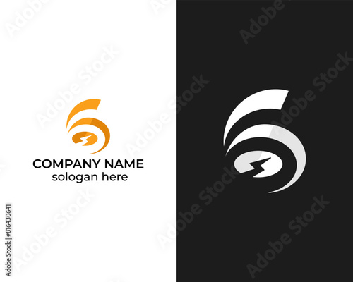 Modern power and volt sign icon logo design template