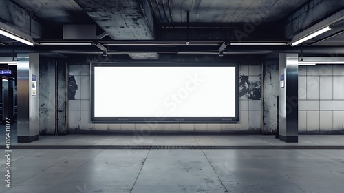 Blank billboard mock up in a subway station underground : Generative AI © The Little Hut