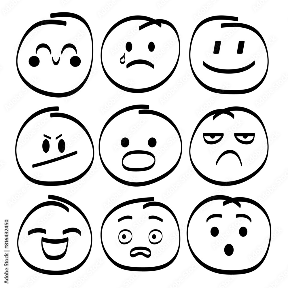 Emojis faces icon in hand drawn style Symbols Emojis faces icon in hand drawn style Symbols