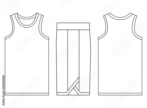 basketball jersey mockup design on font and back. jersey basket 
