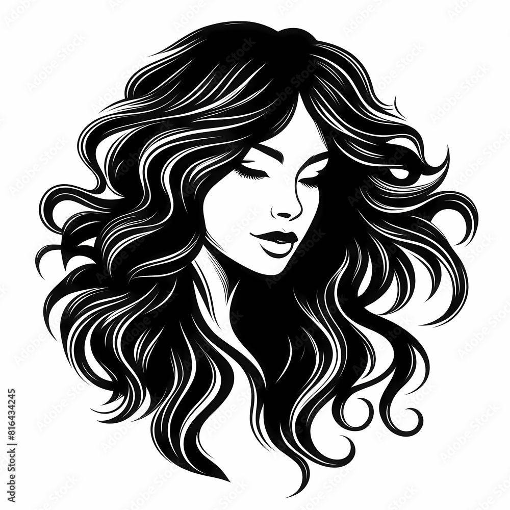 Elegant silhouette of a woman with stunning hair—ideal for beauty salon decor, hairstylist logo, or business card Elegant silhouette of a woman with stunning hair—ideal for beauty salon decor, hairstylist logo, or business card