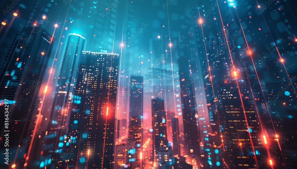 Naklejka premium Abstract Graph and Statistics in a Modern City Network