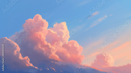 Background of Renaissance cloud sky painting Dream: Baby Blue & Blush Pink Clouds - Art