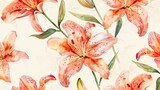 Seamless watercolor pattern featuring lilies a vintage floral design perfect for weddings elegant artistic representation of summer blossoms