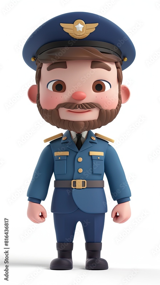 cute Air Traffic Controller character white background 3D styled character funny cute front view simple 3d full color cute Air Traffic Controller character white background 3D styled character funny cute front view simple 3d full color