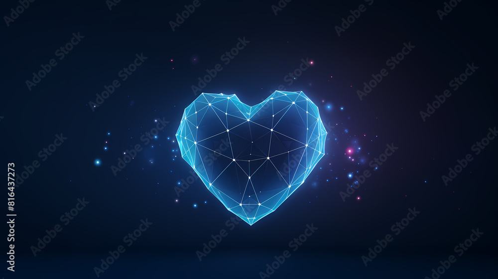 Glowing heart made of digital connections Glowing heart made of digital connections