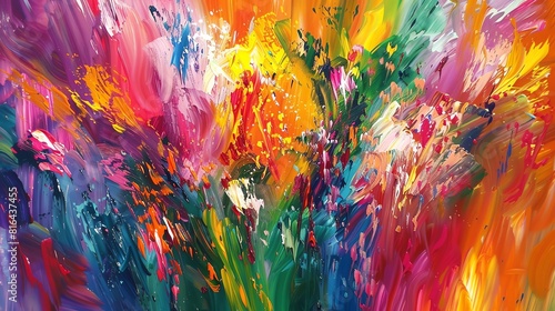 A vibrant  abstract expressionist painting of pain relief sensation
