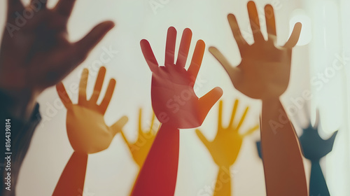 Diversity Inclusion And Equality Concept Paper People Silhouettes On Hands : Generative AI
