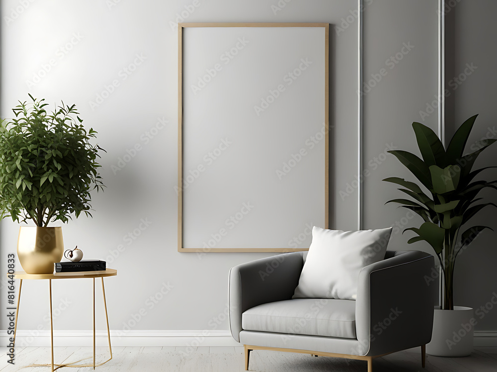 Living Room Wall Poster Display in Modern Interior Design. Living Room Wall Poster Display in Modern Interior Design.