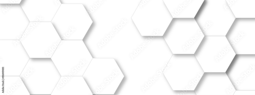 Abstract white hexagonal geometric background with shadow. Luxury White 3D futuristic honeycomb mosaic white background. Abstract white lines background. Vector Illustration. Abstract white hexagonal geometric background with shadow. Luxury White 3D futuristic honeycomb mosaic white background. Abstract white lines background. Vector Illustration.