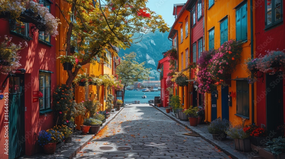 Fototapeta premium Exploring a vibrant, car-free city center as a sustainable traveler