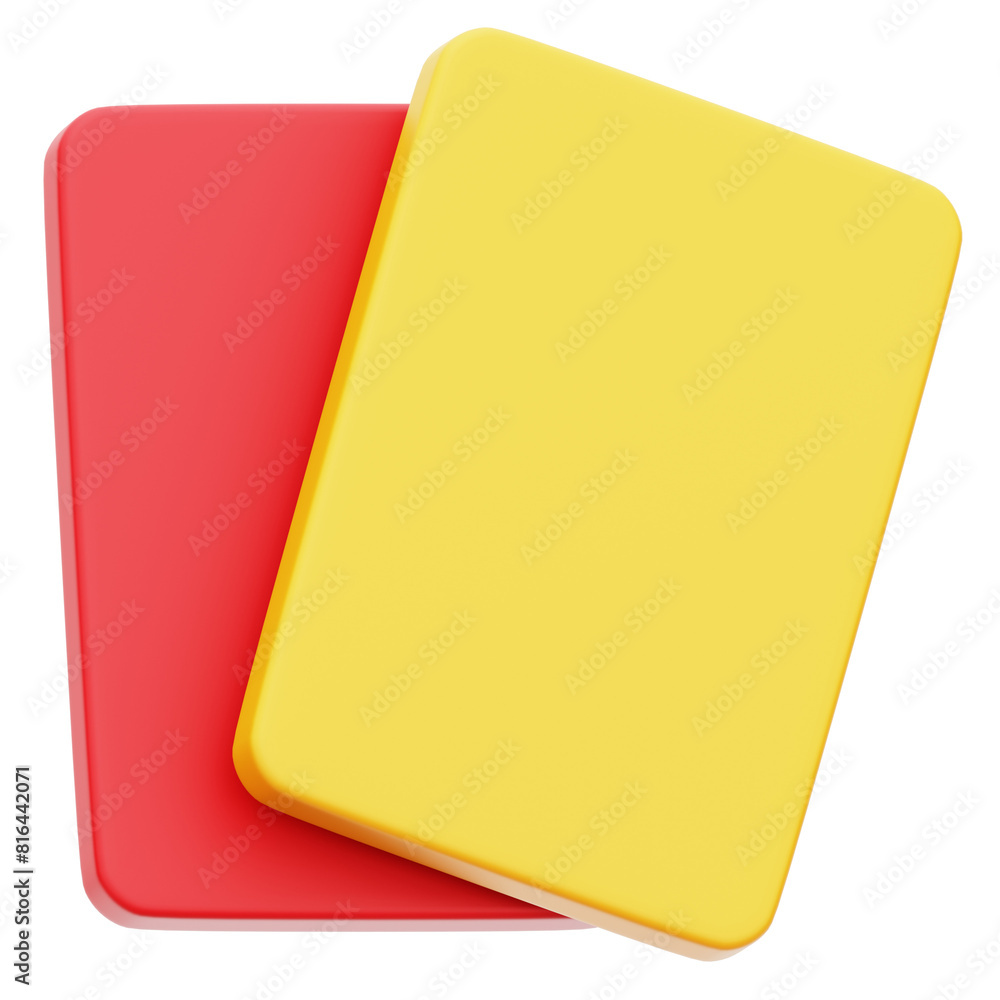 Yellow & Red Card 3D Rendering Icon Isolated Transparent Background Yellow & Red Card 3D Rendering Icon Isolated Transparent Background