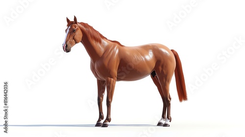 Horse flat design front view countryside theme 3D render splitcomplementary color scheme on a white background