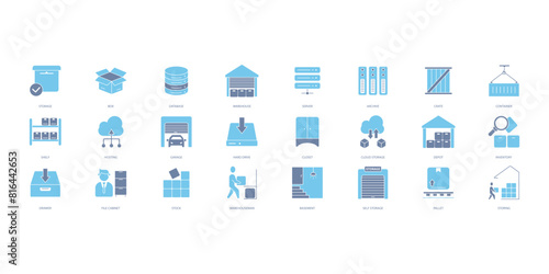 Storage icons set. Set of editable stroke icons.Set of Storage
