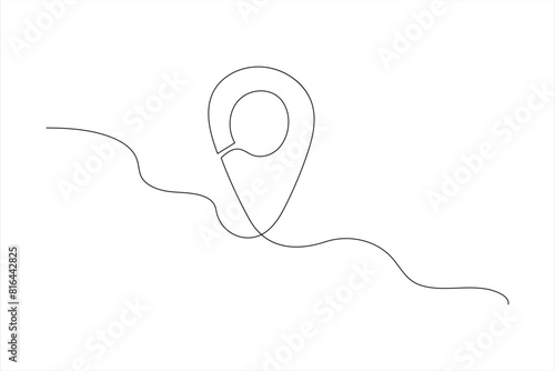 continuous one line google map point route directions and location outline vector art illustration