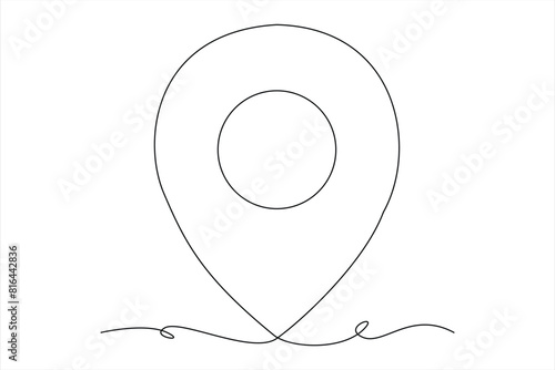continuous one line google map point route directions and location outline vector art illustration