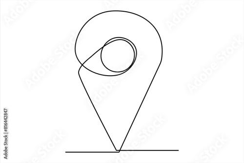 continuous one line google map point route directions and location outline vector art illustration
