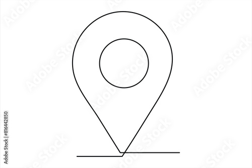 continuous one line google map point route directions and location outline vector art illustration