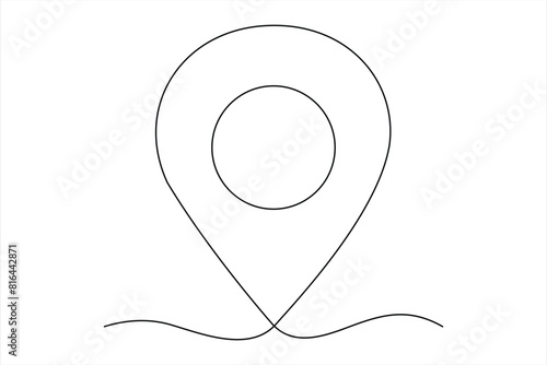 continuous one line google map point route directions and location outline vector art illustration